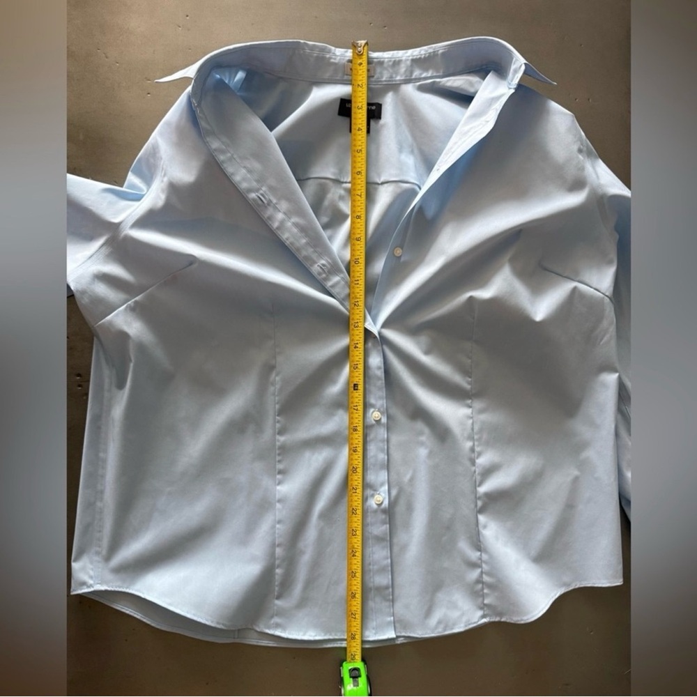 NWT Liz Claiborne Career Wrinkle-Free Poplin Button-Down Shirt 1X Placid Blue - Picture 4 of 8